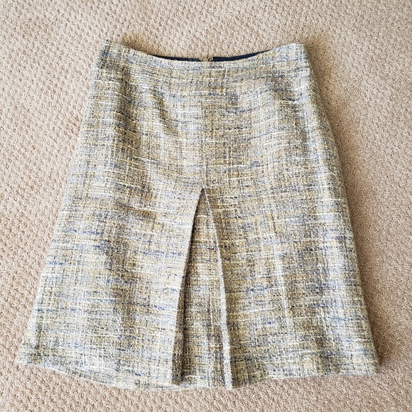 Cream and sky blue boucle A-line skirt - Picture 1 of 3